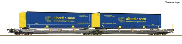 Roco 6600137 - H0 - Doppeltaschen-Gelenkwagen T3000e Alberti e Santi, Hupac, Ep. VI